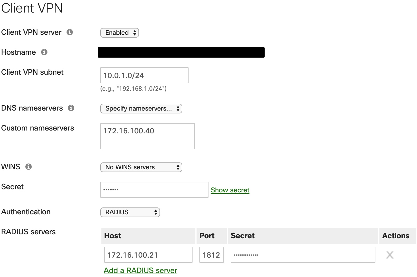 cisco meraki vpn client setup