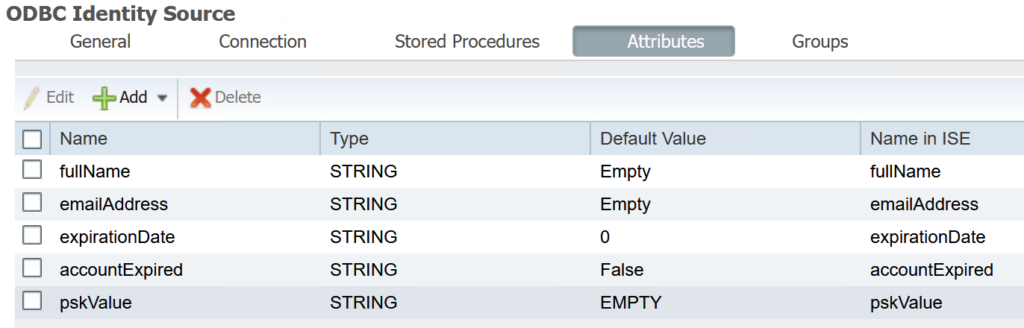 ISE ODBC iPSK attributes