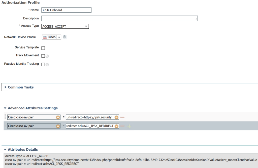 iPSK onboarding authorization profile