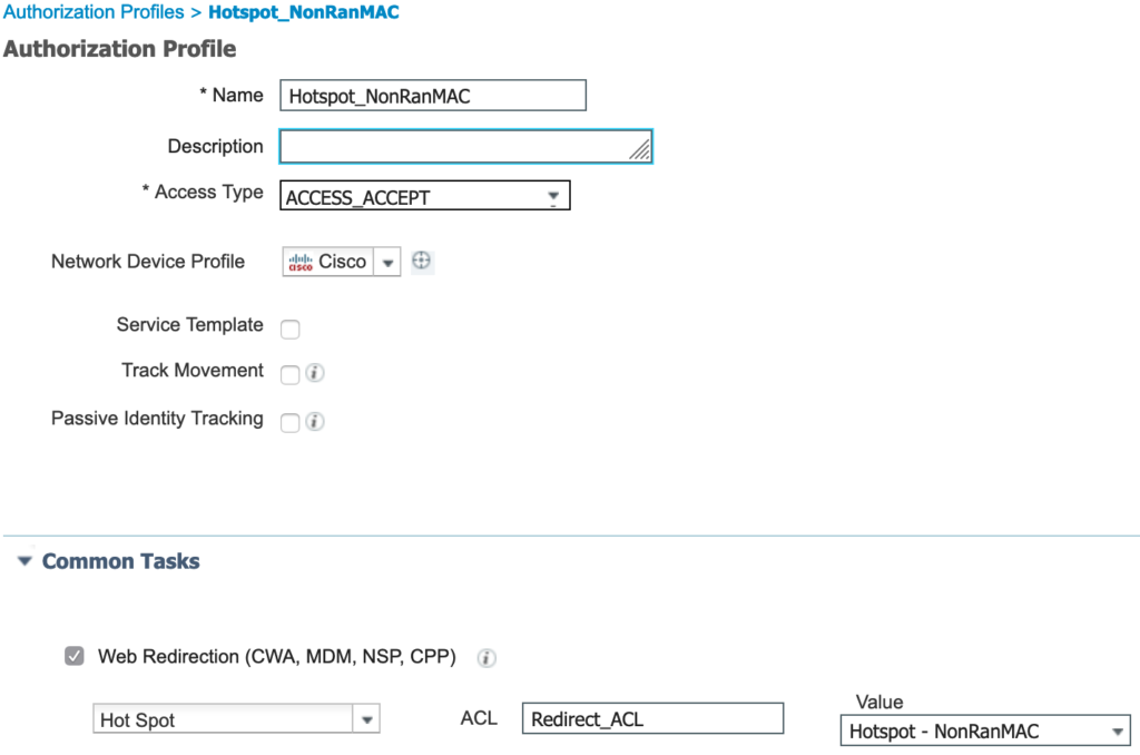 Authorization profile for devices not using a randomized MAC address