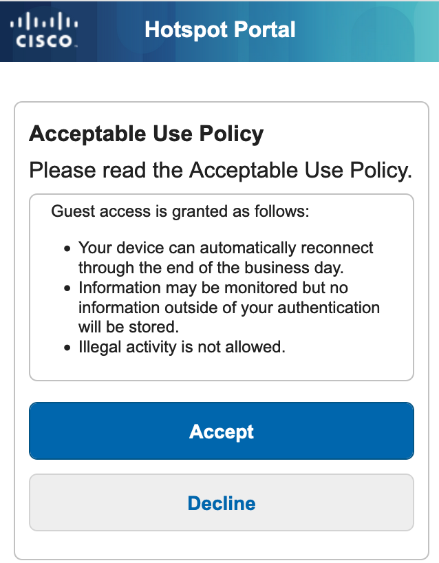 Hotspot portal page if the device is not using a randomized MAC address